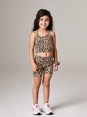 RUNNING BARE - Bare Fit Crop Tank Childrens / Lakshmi Cheetah Print